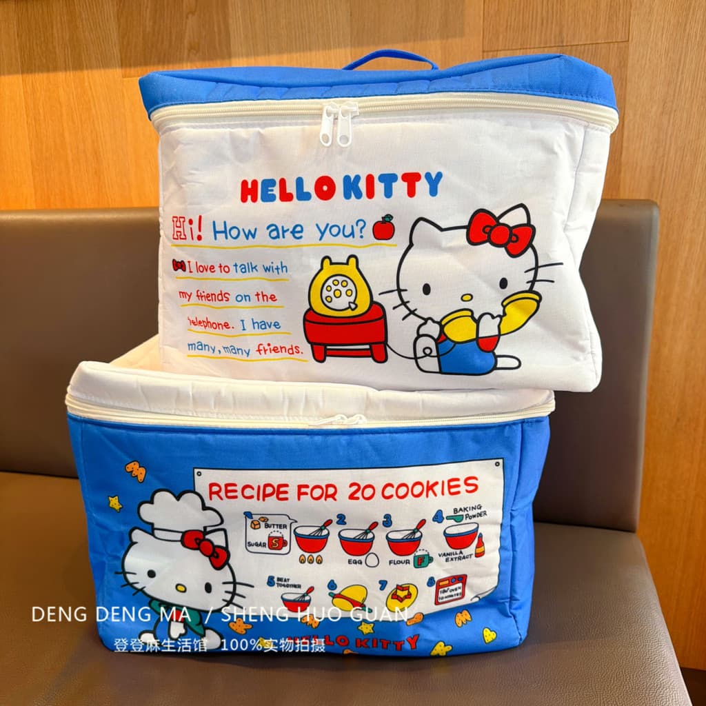 Menina coração japonês dos desenhos animados KT gato grande capacidade impresso saco cosmético tridimensional portátil s