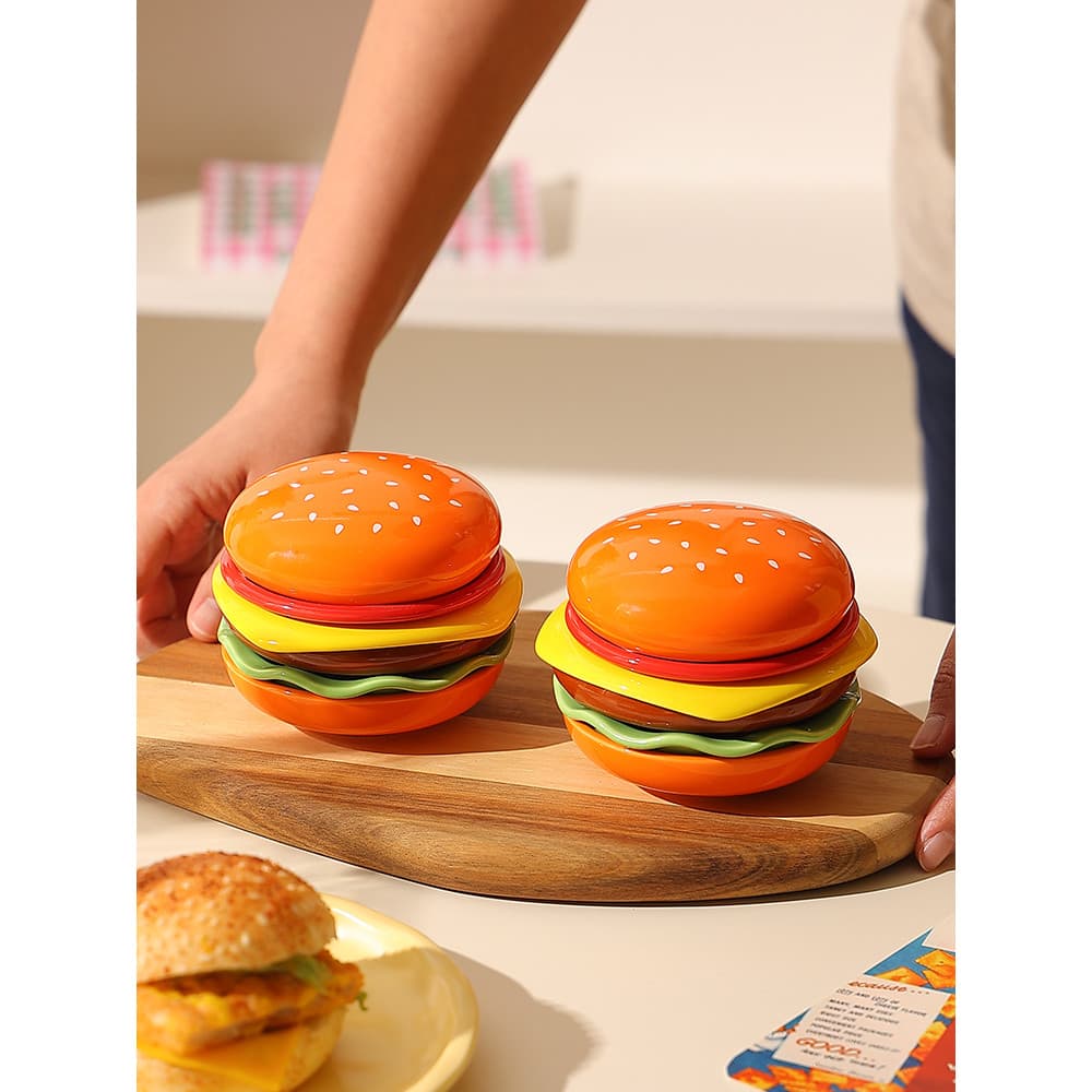 Bonito hambúrguer utensílios de mesa prato de cerâmica sabor doméstico prato tempero molho prato pequeno de alto v