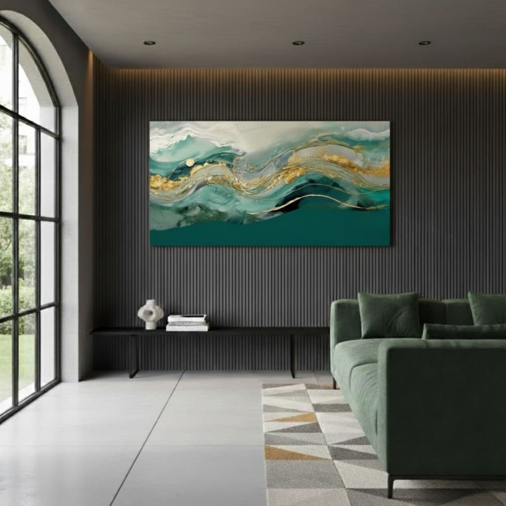 Quadro Decorativo Ondas de Esmeralda - Sem Moldura
