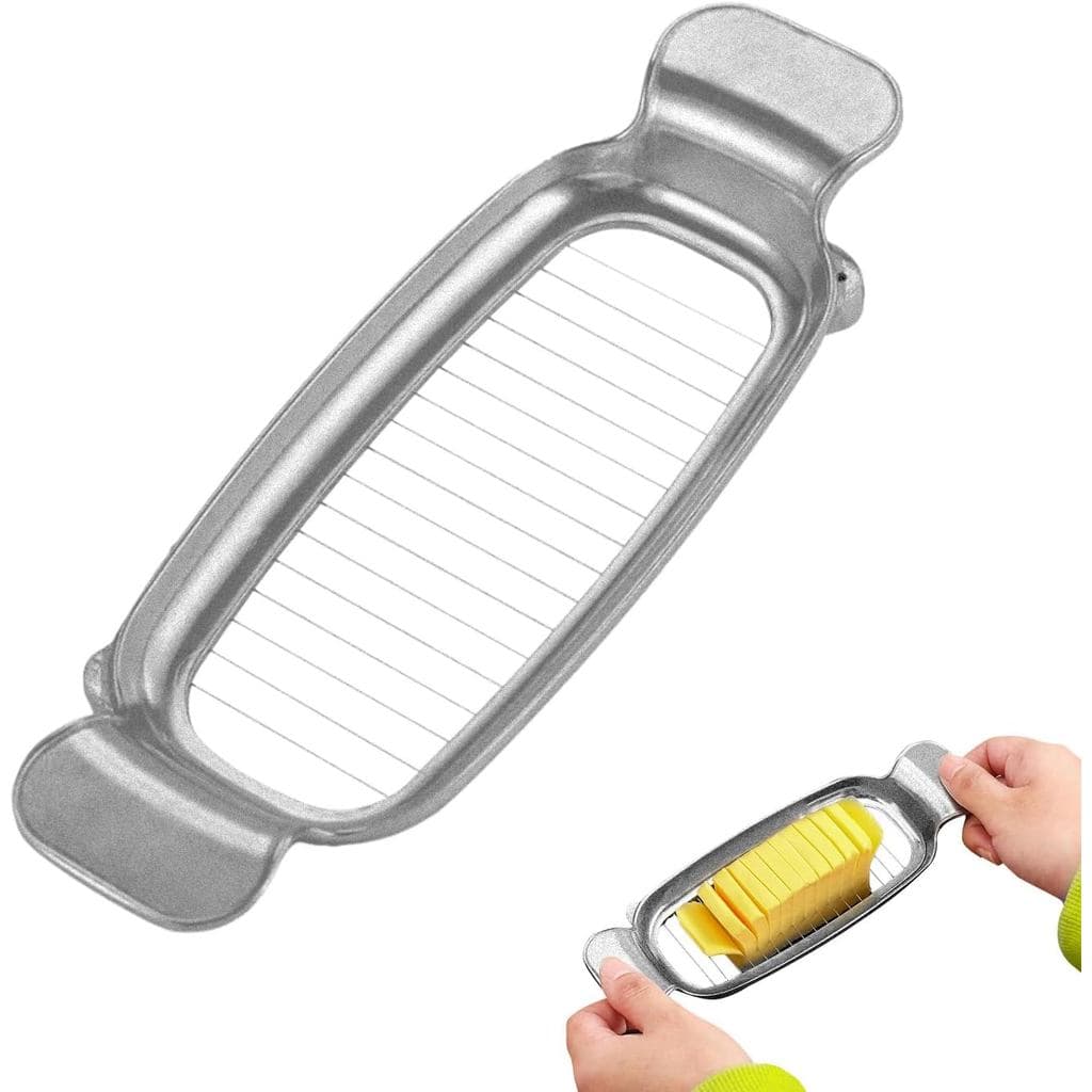 Cortador de Manteiga e Queijo em Aço Inoxidável Multifuncional com Cabo Ergonômico e Empunhadura Portátil para Queijos e