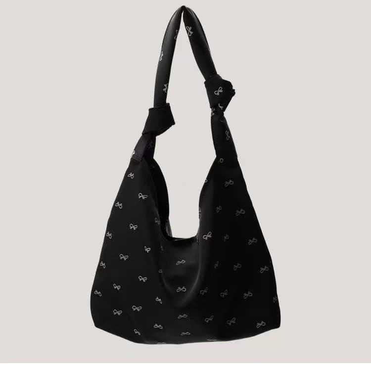 Versão coreana arco bolsa de lona nicho gravata nó náilon pano sacola feminina grande capacidade All-Match Shoul