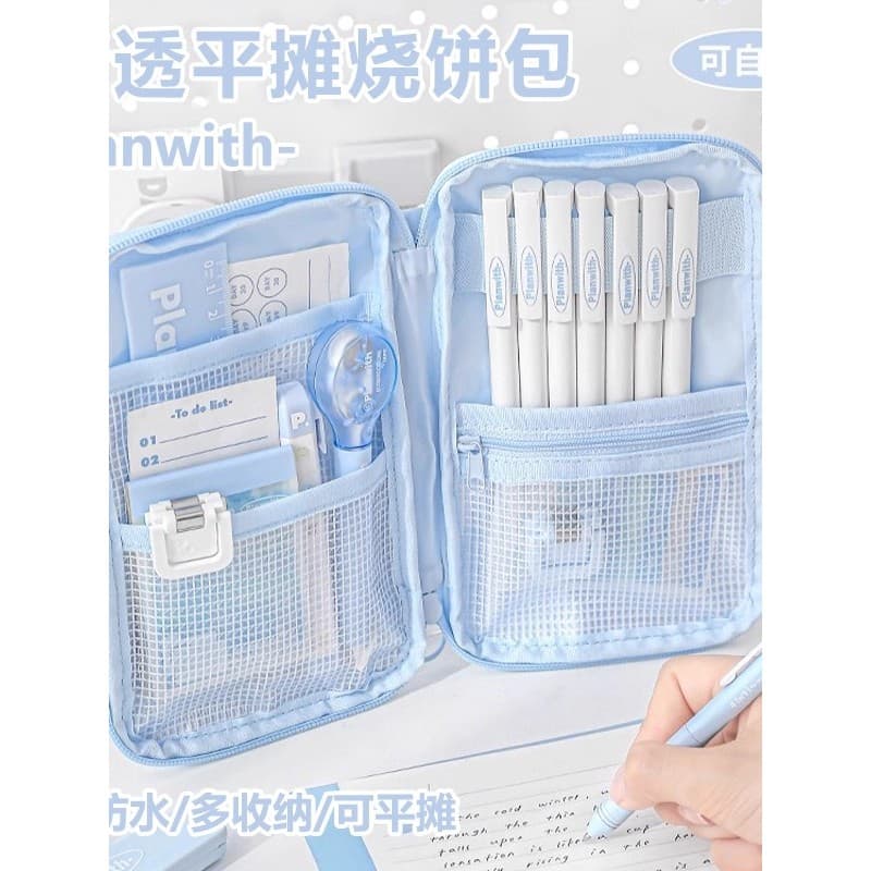 Planwith Pancake Bag Estojo de lápis de alto valor ins Style Girl 2026 Novo estilo Flat Stall Grande capacidade Simples