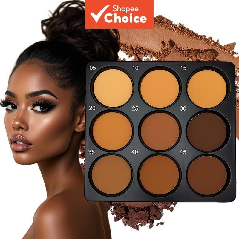 Paleta De Base Dark Bronzer-Corretivo Multiuso De 9 Cores Sombra Para Contorno De Nariz , Controle De Óleo Acabamento Fo