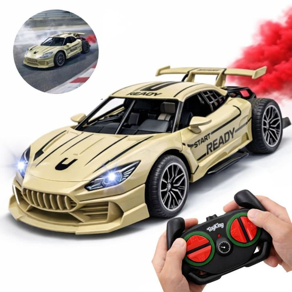 Carrinho Controle Remoto Recarregável USB Solta Fumaça Corrida Drift