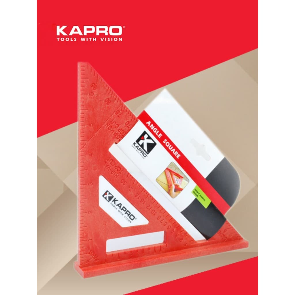 KAPRO444ABS Régua triangular Régua para carpintaria Régua quadrada direita para desenho em plástico em polegadas