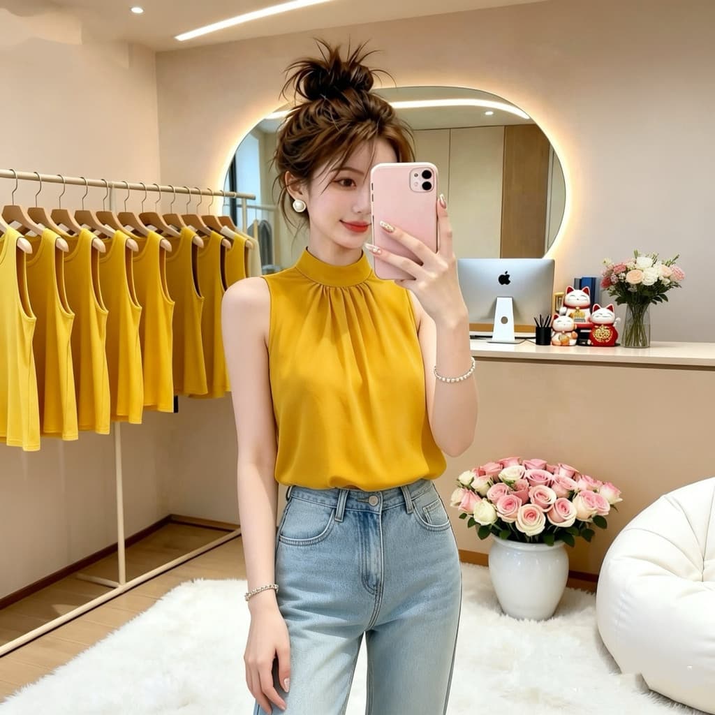 Francês Super fada colete camisa feminina verão novo estilo versão coreana moda fresco simples solto All-Match sem manga