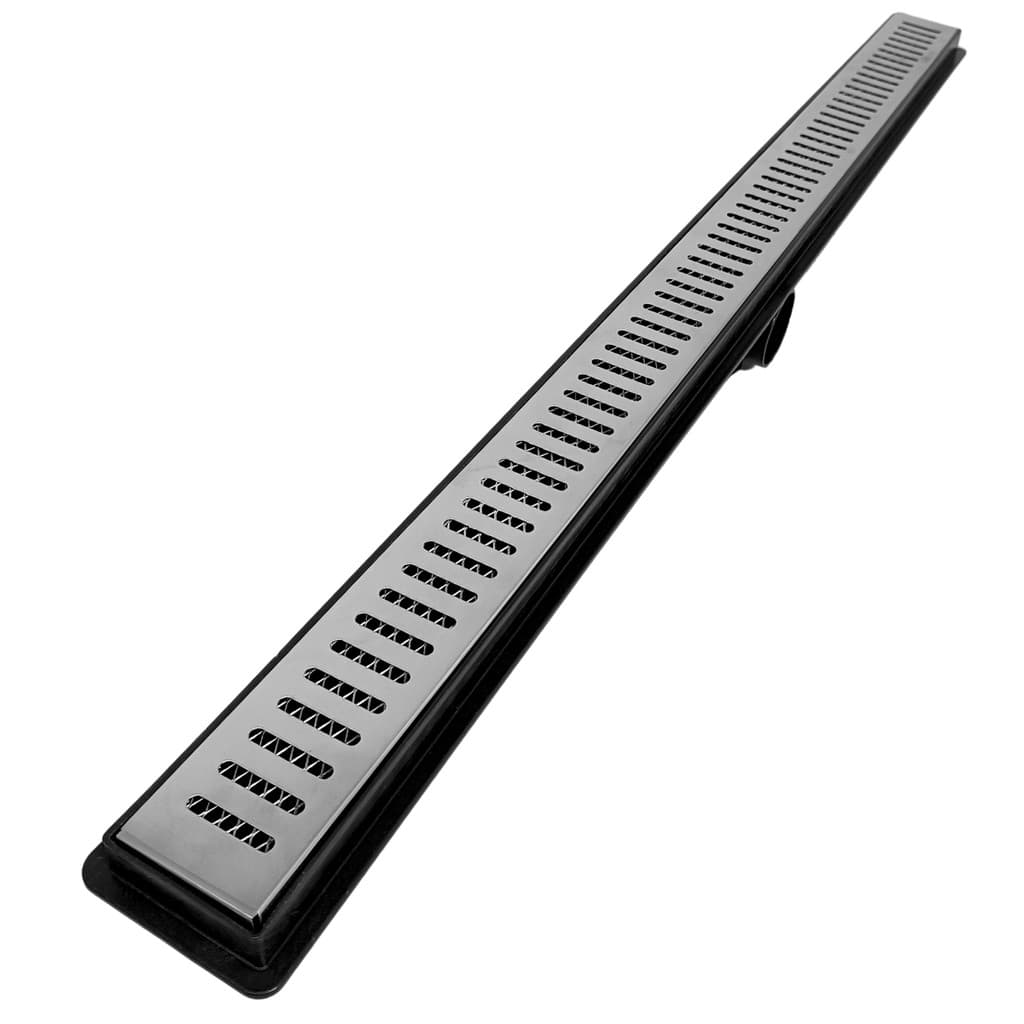 Ralo Linear 5x90 Banheiro Inox Polido Tradicional Coletor Preto
