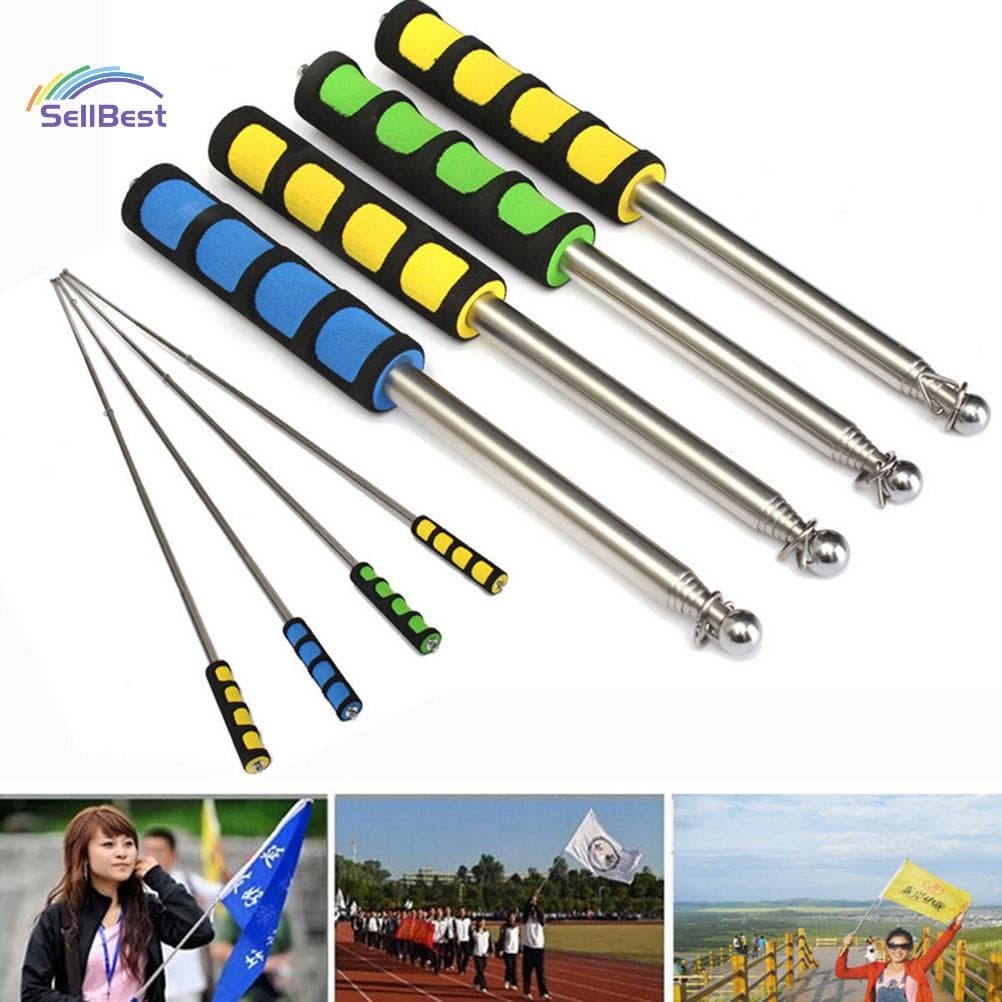Sellbest Mastro De Bandeira 1.2M Portátil Telescópica Ferramenta De Pólo Para Bandeiras Biruta .