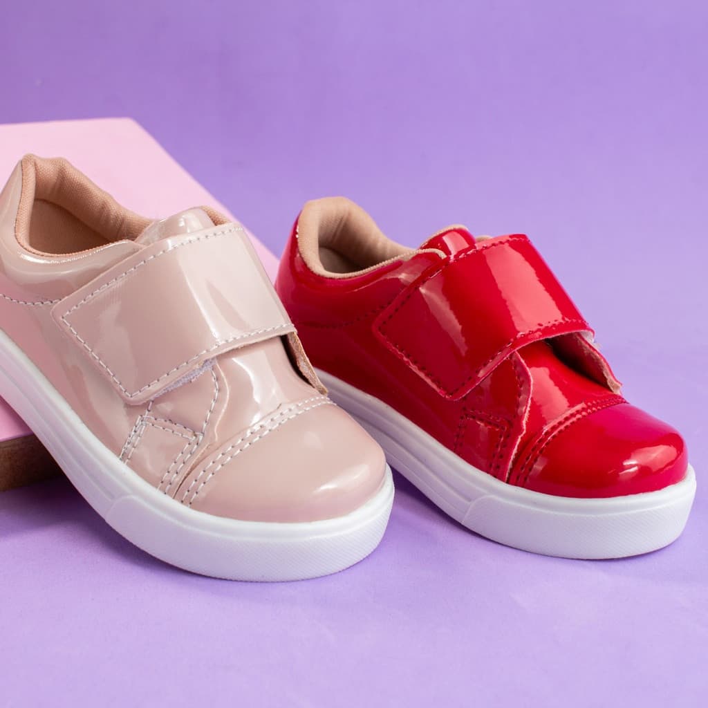 Tênis Slip Infantil Menina Confortável Casual Escolar Sapatênis Calce Fácil Promoção Verniz