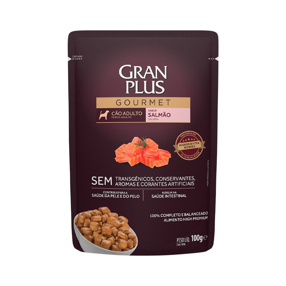 Ração Úmida GranPlus Sache Cão Adulto Salmão 100g