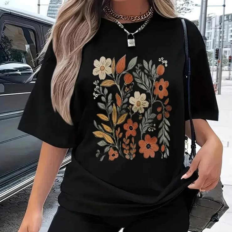 Camiseta Casual Florida T-shirt Feminina Blusa Camisa 100% Algodão Premium Envio Imediato