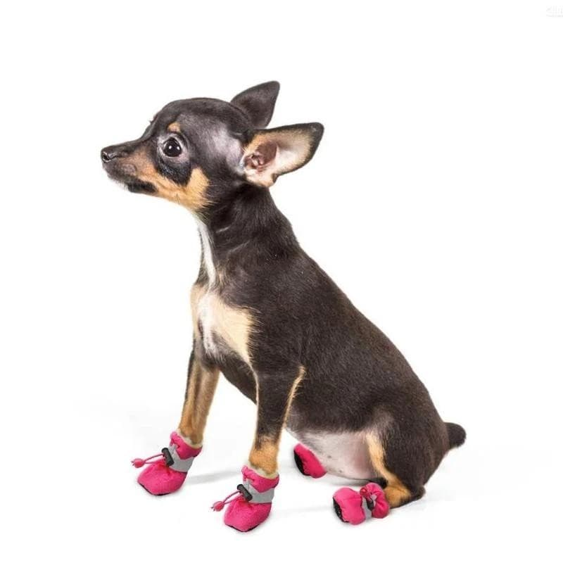 4 Pçs Pet À Prova Dwaterproof Água Sapato De Chuva Antiderrapante Botas De Neve Calçado Grosso Quente Para Cães Pequenos