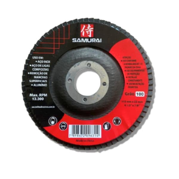 Disco Flap 4.1/2" x 100 Samurai Desbaste e Acabamento com Eficiência