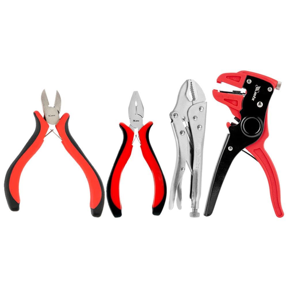 Kit Alicates ? Alicate Pressao 10" Reto/Curvo, Mini Universal 5", Mini Corte Diagonal 5" e Desencapador -Mtx