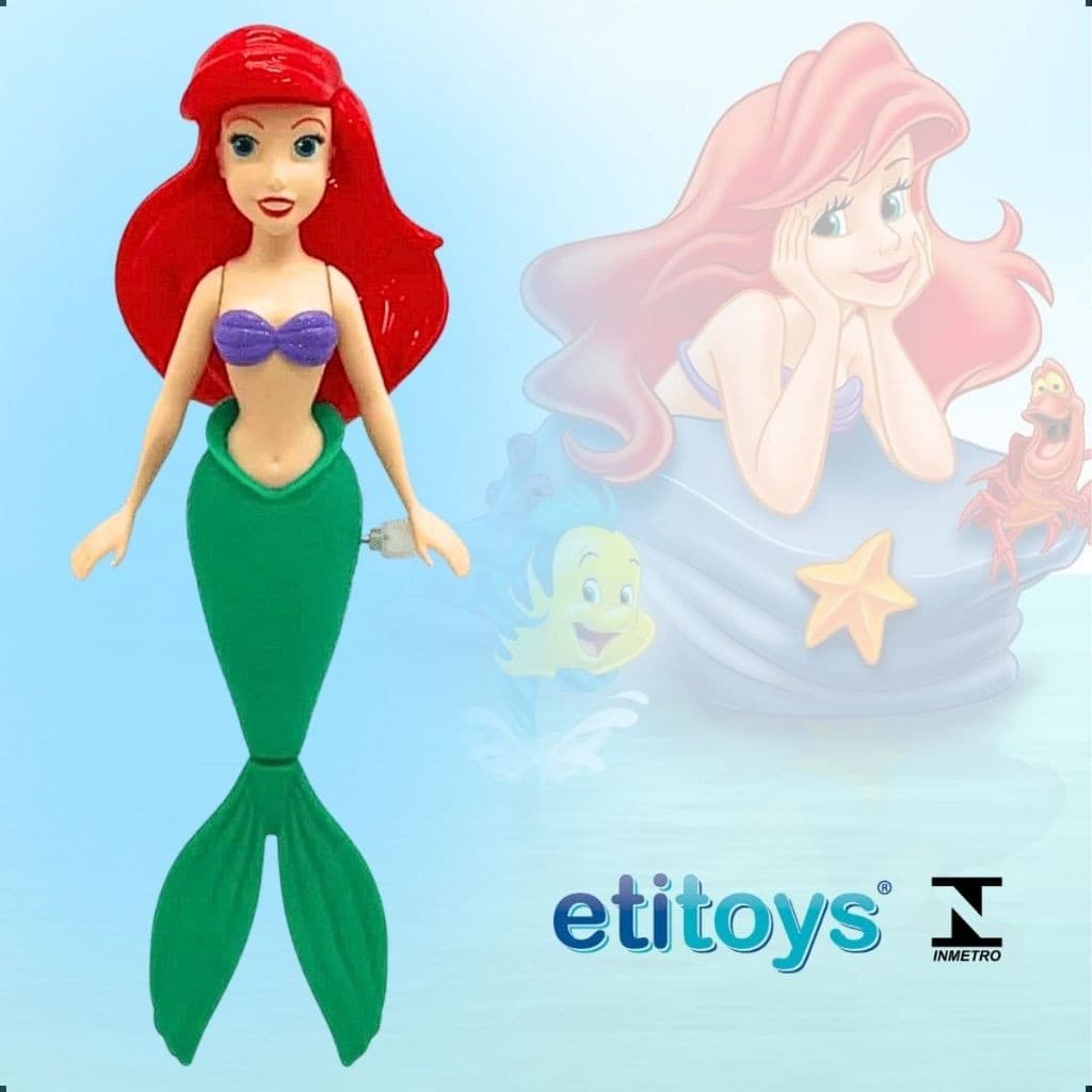 Princesa Ariel Sereia Boneca P/ Piscina Calda Encantadora Etitoys D/ Corda