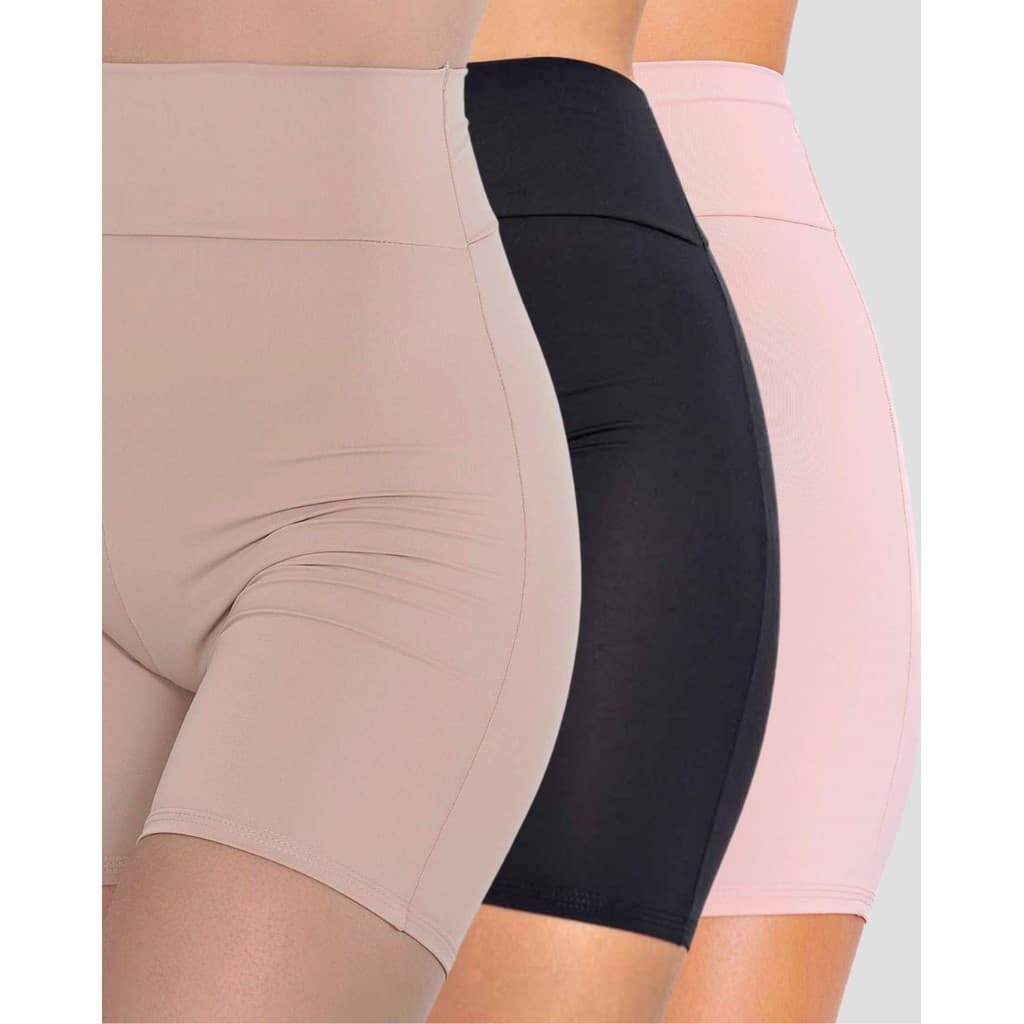 Kit com 3 Shorts Tipo Bermuda Segunda Pele Anágua de Cintura Alta - 0788