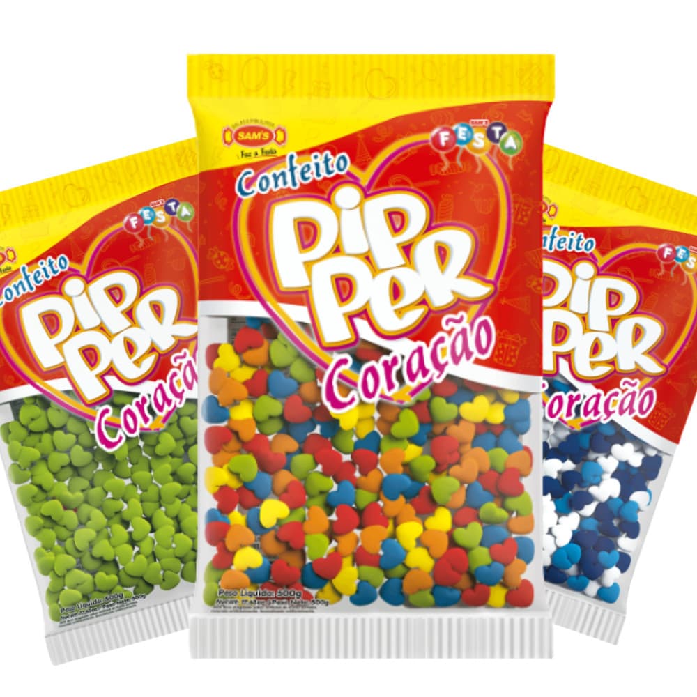 Confeito Pipper Em Formato De Coração 500g