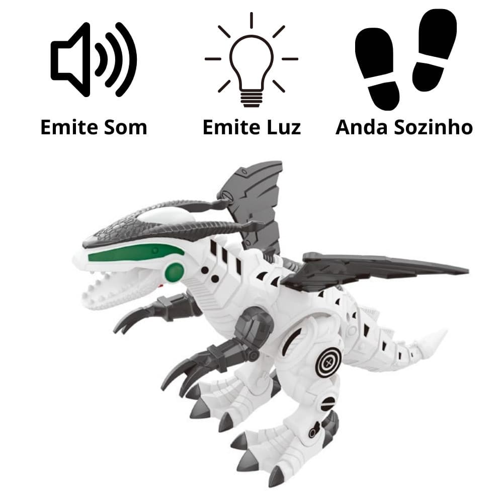 Dragão Robô Infantil Dinossauro com Luz e Som Anda sozinho - Art Brink