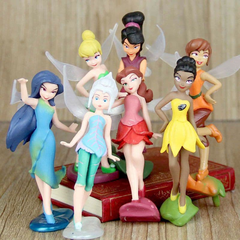 7 Peças Conjunto 10cm TinkerBell Tinker Bell Fada Adorável Pequena Sino Figuras de Ação para Brinquedos Infantis