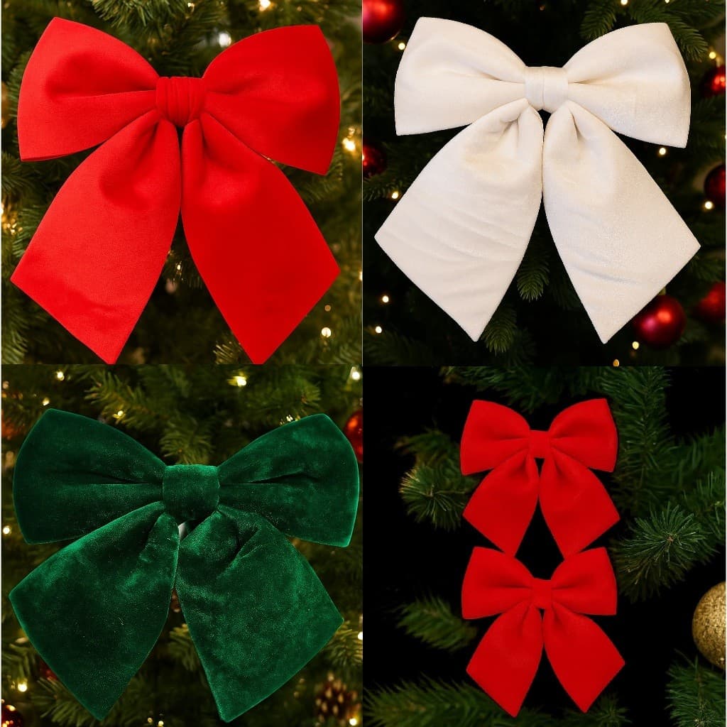 Laço Natalino Veludo Decoração de Árvore Natal - 25x30 / 30x35 Laços de Natal Presente - Decorativo