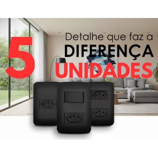 5 Unidades Tomada Preta black romazi Interruptores e tomadas linha canoa  / 10A / 20A / Paralelo