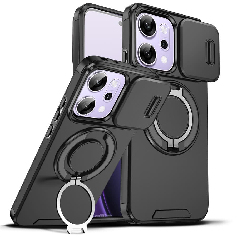 Capa Magnética À Prova De Choque Para Oppo Reno13 14 15 16 F A5 A6x Find X9 Pro Slide Câmera Lente Anel Suporte Proteger