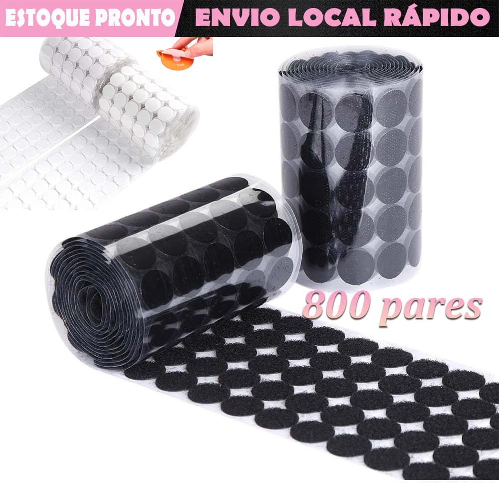 800 pares  20mm de diâmetro fitas adesivas de gancho e moedas de loop Fitas adesivas fortes de adesivas tiras