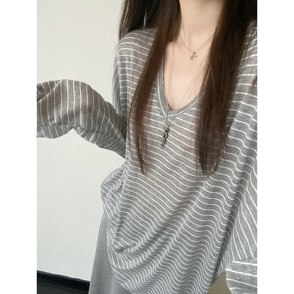 Sun Pomelo Com Decote Em V Lyocell Mangas De Ombro Soltas Casual Tencel Protetor Solar Blusa Feminina Estilo Preguiçoso