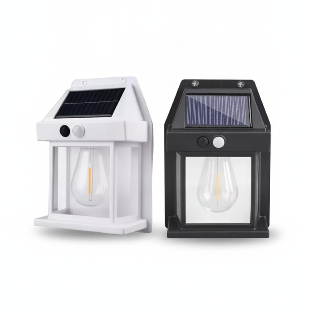 Luminária Refletor Solar LED IP65 Sensor Presença Parede Externa Jardim Varanda Luz Amarela Que