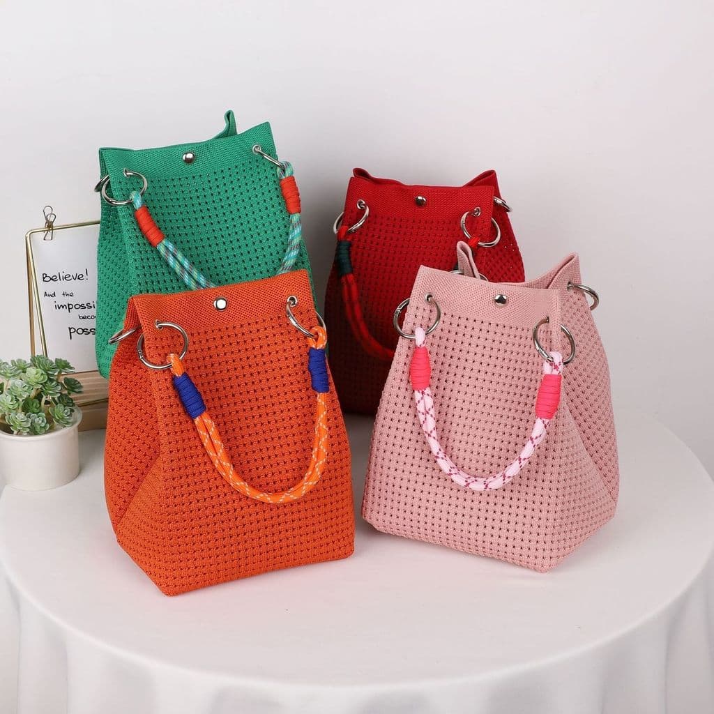 Bolsa de malha de seda brilhante elegante sacola de um ombro Popular boné grande