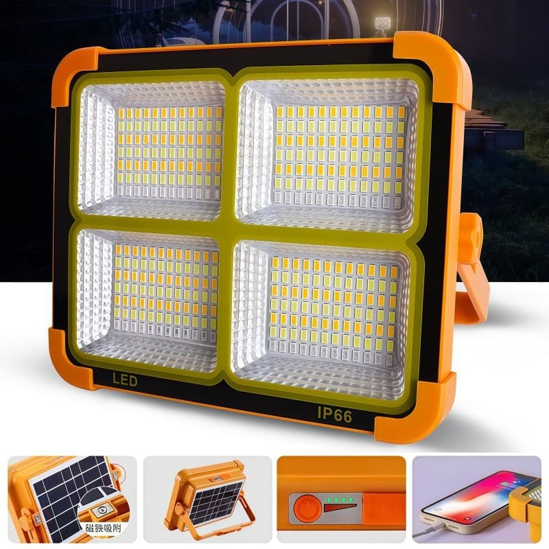 120w Refletor Solar LED Recarregável Iluminação De Emergência Acampamento Ao Ar Livre Luz Portátil