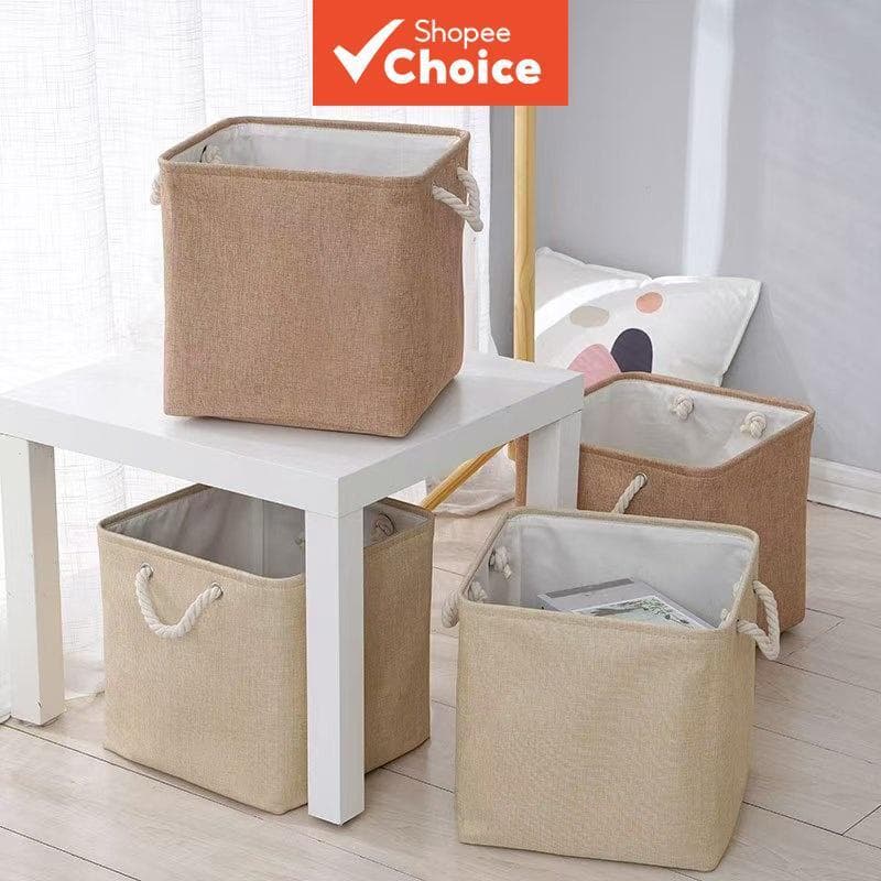 Cesto de Roupa Cesto de Armazenamento Organizador Doméstico Durável de Grande Capacidade em Linho - Organizador Dobrável