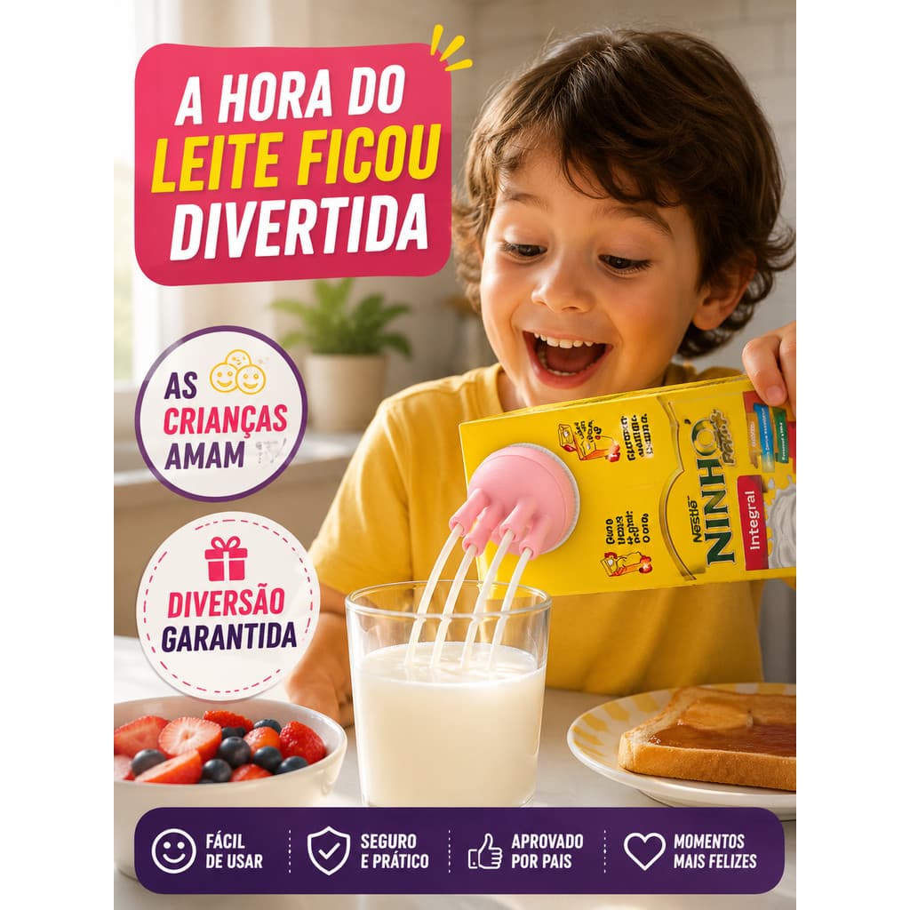 Tampa para Caixa de Leite Vaquinha Cow Rosa Decorativa Reutilizável Rosca Grande Teta de Vaca Fofa
