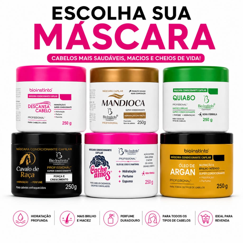 Máscara de hidratação Para todos os tipos de cabelos Nutrição Reconstrução e Brilho 250g