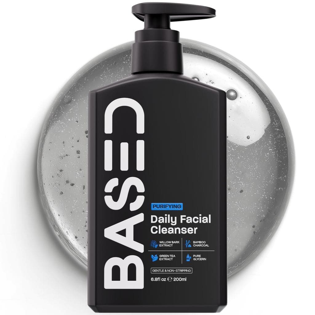 Limpador Facial Diário BASED para Homens - Fórmula de Limpeza Profunda com Carvão de Bambu e Casca de Salgueiro - Remove