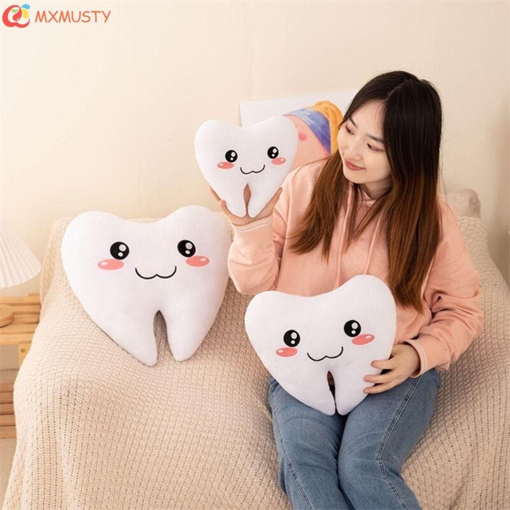 MXMUSTY Brinquedos De Pelúcia De Dente , Simulação De Almofada De Sofá , Boneca Recheada De Dentes , Expressão Amor 20-4