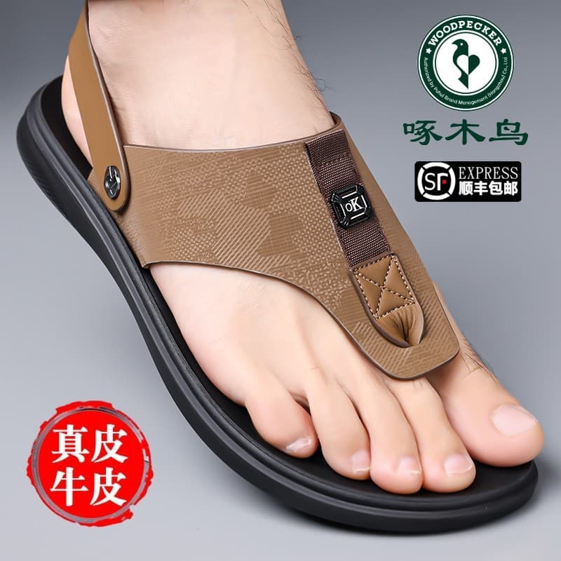Sandálias de pica-pau masculinas verão couro genuíno Casual sapatos de praia respirável antiderrapante exterior usar san
