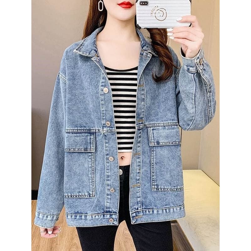 Jaqueta jeans feminina 2026 novo estilo primavera outono versão coreana chique solto All-Match estudante denim jaqueta s