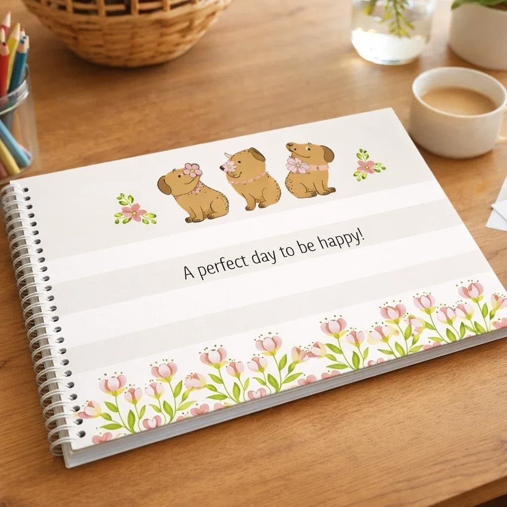 Caderno Sketchbook Desenho Capivara Capa Criativa Folhas Brancas Artes Pintura Ilustração Escolar
