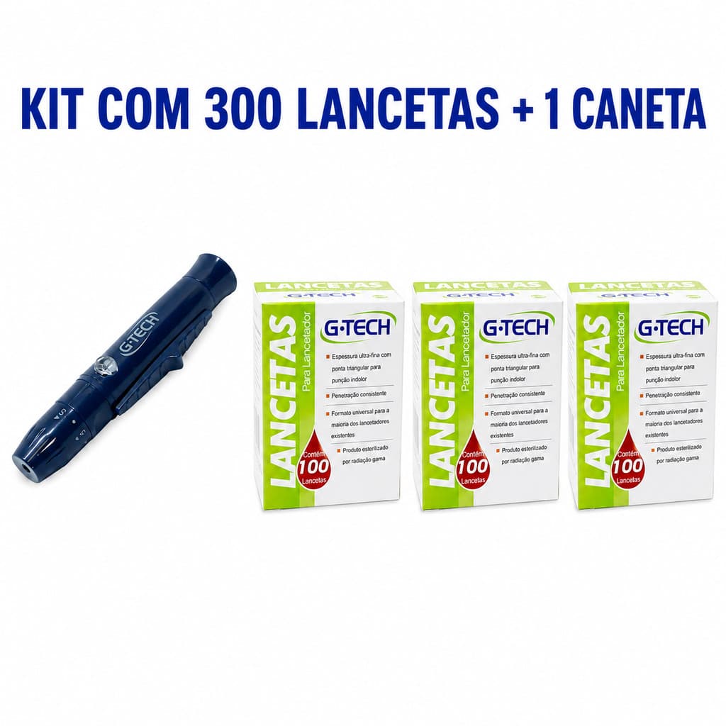 Kit Caneta Lancetadora + 300 lancetas 28g - Gtech