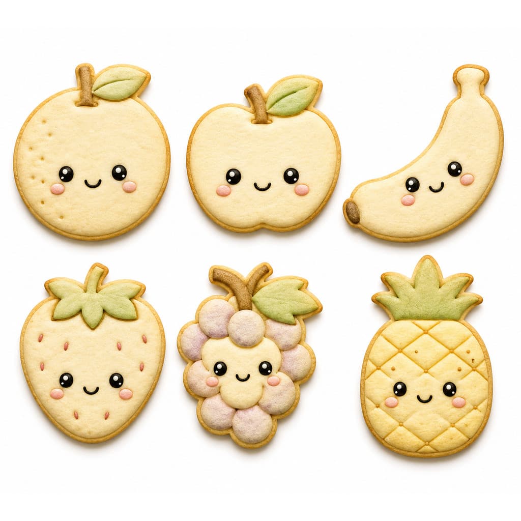 Kit 06 Cortador de Biscoito Cookie Frutas Fofinhas Frutinhas