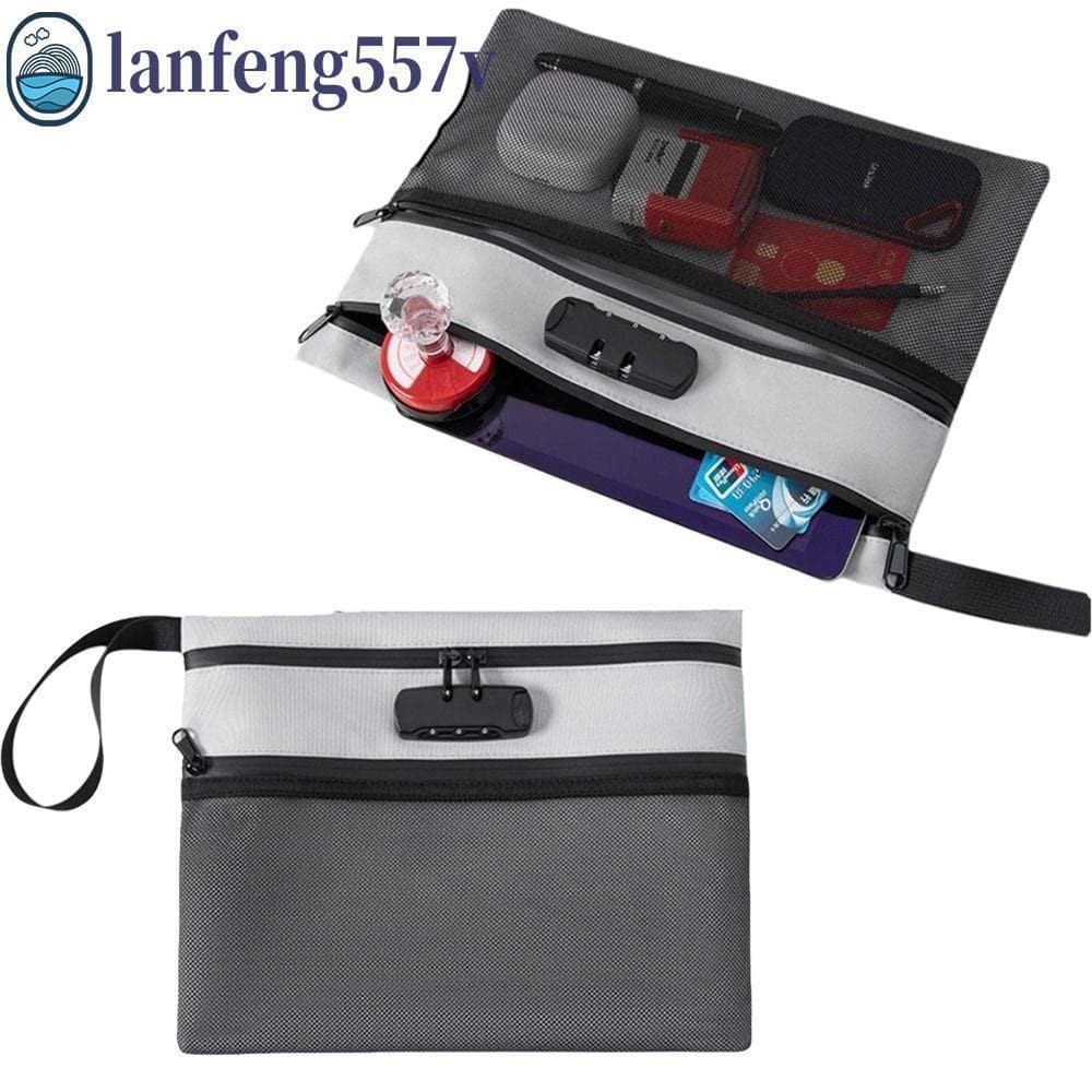 Bolsa De Arquivo Com Travamento LANFENG , Impermeável Para Documentos De Segurança De Grande Capacidade , Bolso De Malha