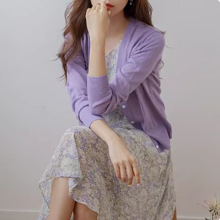 Camisola de seda gelo protetor solar ar condicionado Cardigan fino topo roxo 2024 novo estilo blusa exterior feminina ja