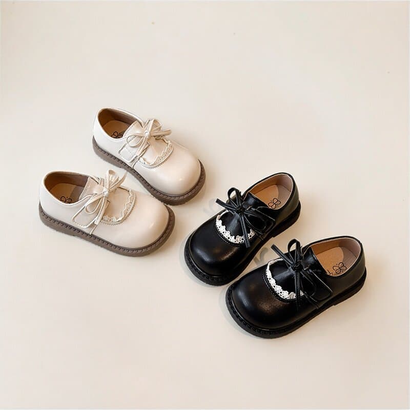 Estilo Preppy Bowknot pequenos sapatos de couro meninas 2026 primavera novo estilo crianças bebê princesa sapatos sola m
