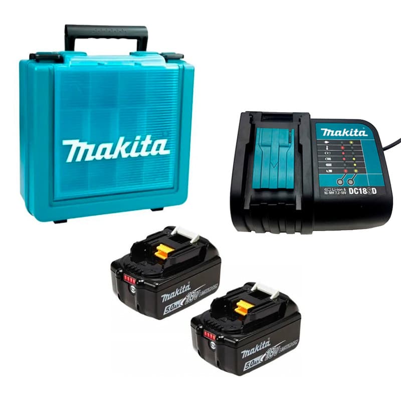 Kit Energia Maleta 2 Baterias 18v Bl1850b + Carregador Dc18sd Bivolt Makita - Kitmak1850b