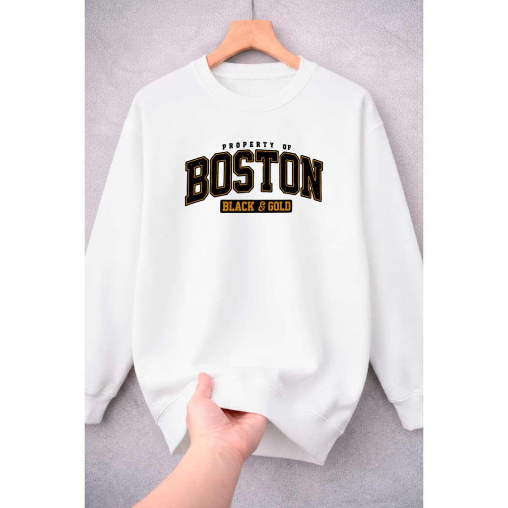 Moletom Boston Unissex Estilo College Americano Gola Redonda Casual Inverno Masculino Feminino