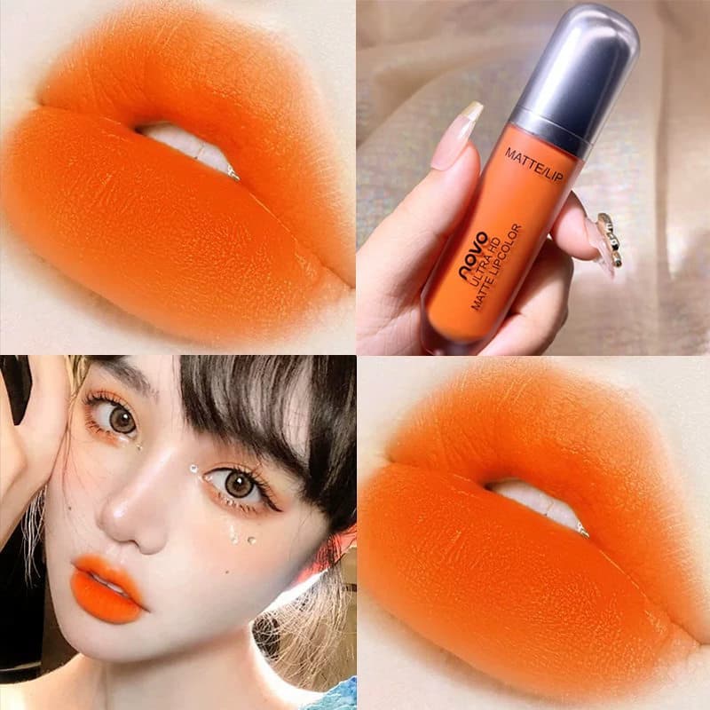 Batom Nude laranja cor cenoura vitalidade esmalte labial feminino fosco não desbotado copo antiaderente à prova d'água l