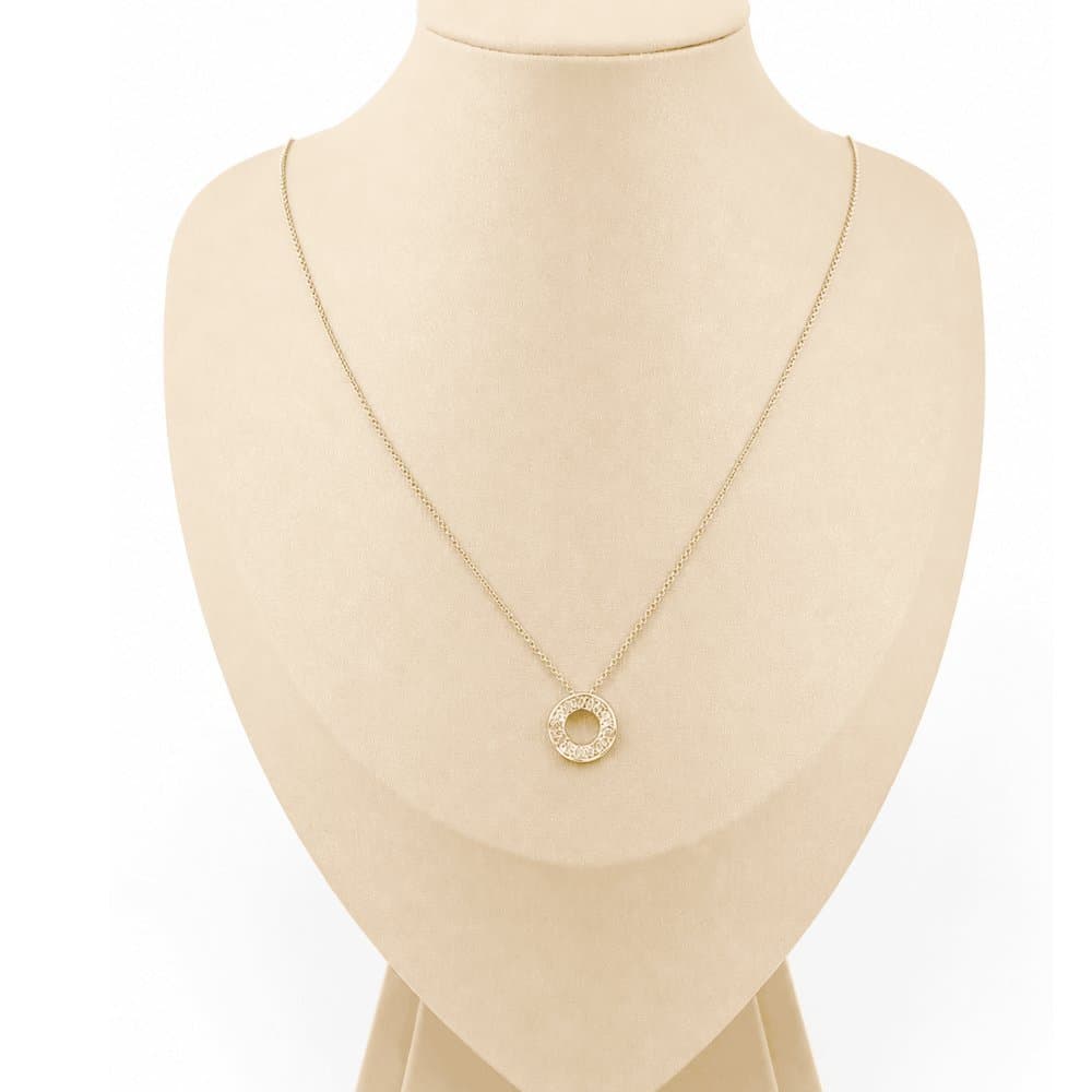 Gargantilha Circulo Abstrato Vazado Cravejado com Zircônias Banhado a Ouro 18k