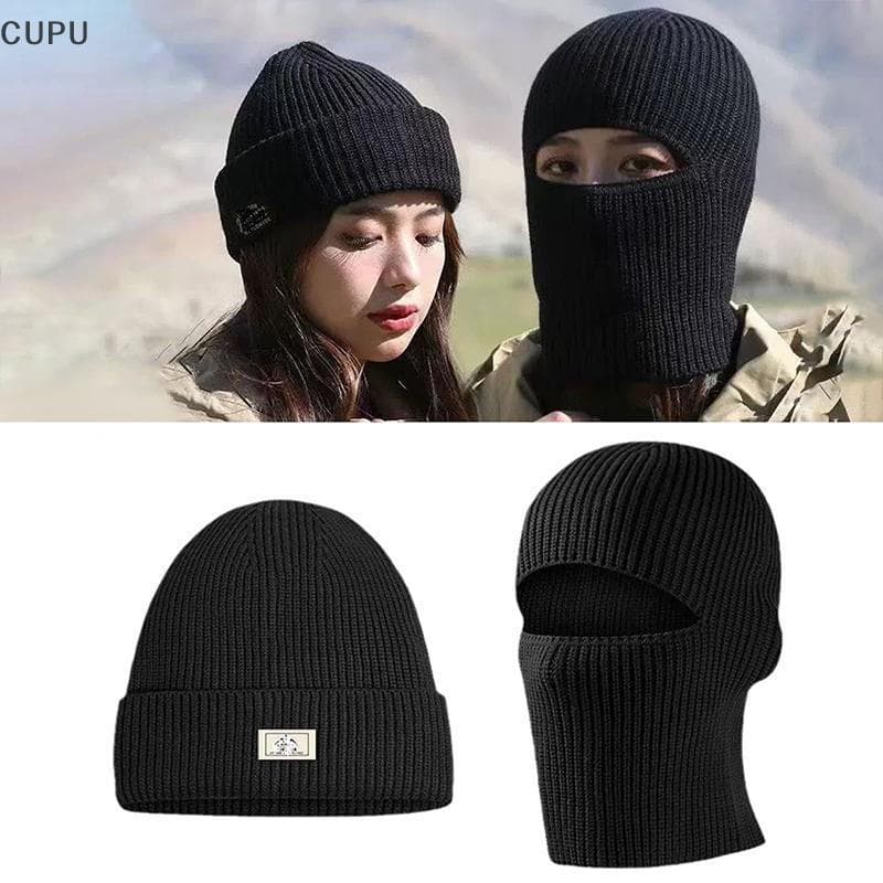 cu 2 Em 1 Máscara Gorros Chapéu Masculino Inverno Balaclava Chapéus De Malha Moda Rosto Cheio Gorro De Esqui Ciclismo Ea