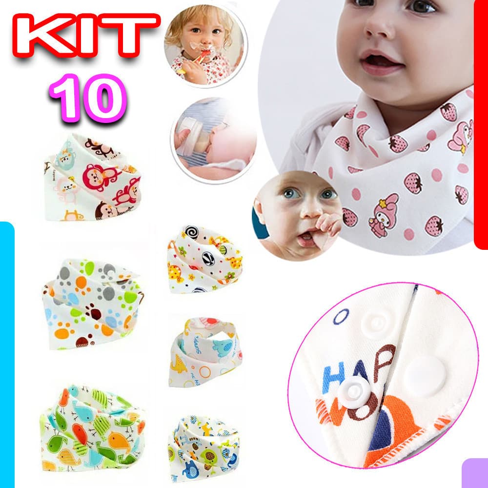 10 Peças De Babadores De Algodão Para Bebês Babadores De Dupla Face Adequados Para Meninos E Meninas